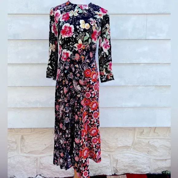 red midi dress with long sleeves Womens red linen midi summer dress 4894